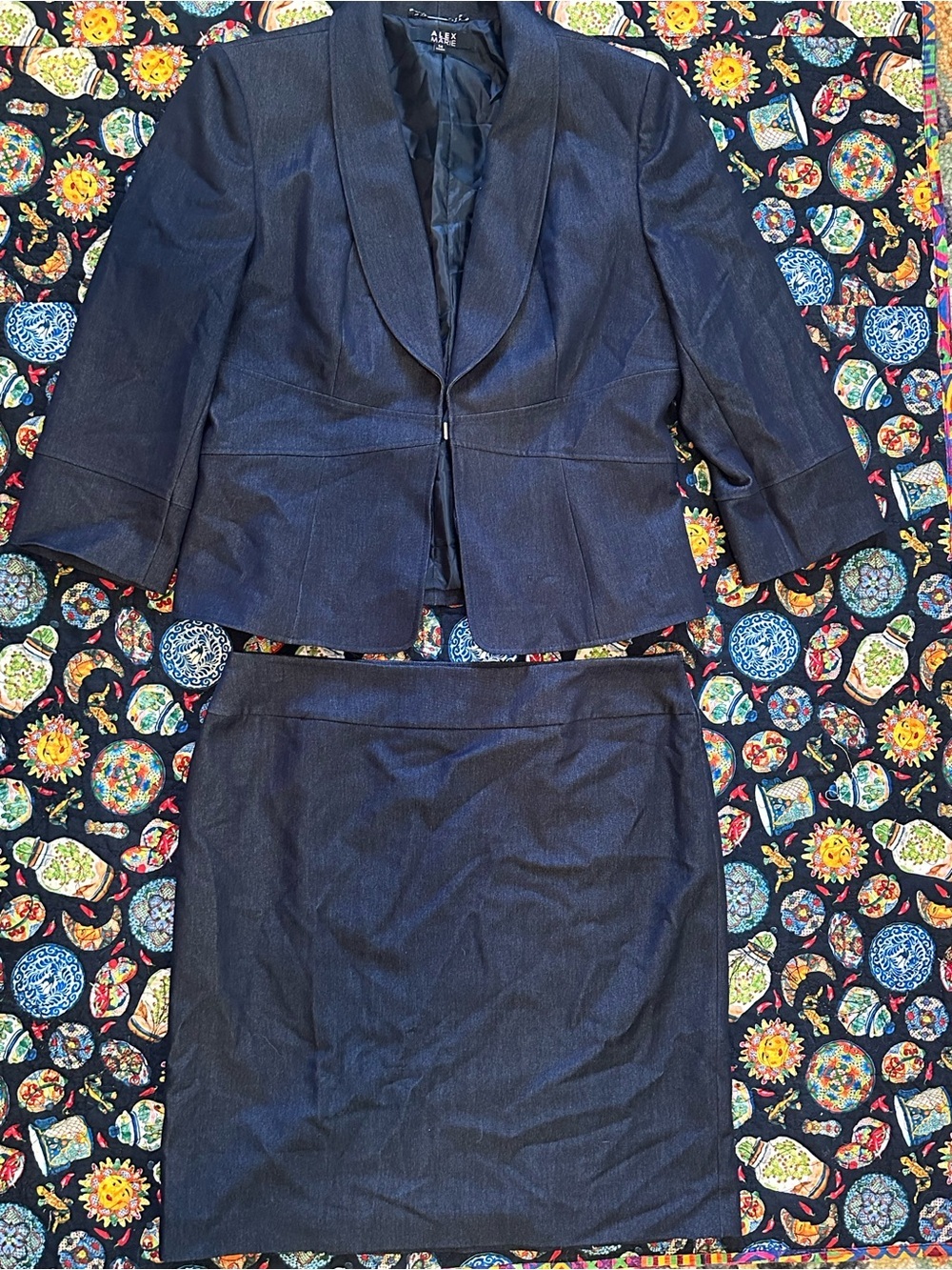 Alex Marie Denim Blazer with Subtle Shimmer EUC